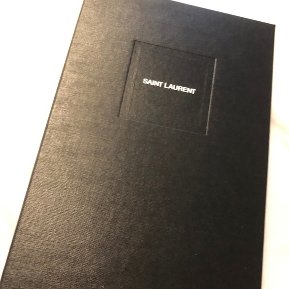 SAINT LAURENT Charlotte Glitter Shadow Heels Pumps Bordeaux 38.5 NEW IN BOX - Picture 4 of 8